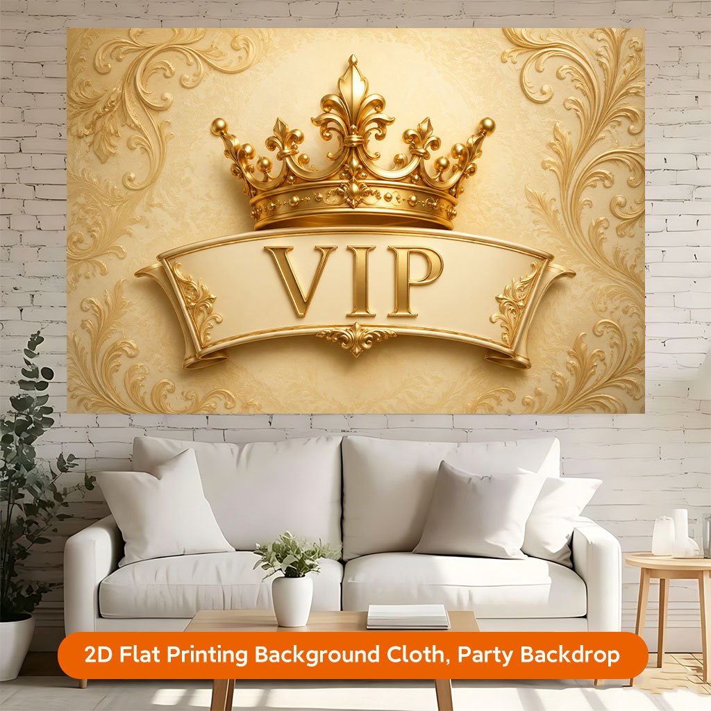 2D Flat VIP Badge Golden Design Photography Backdrop